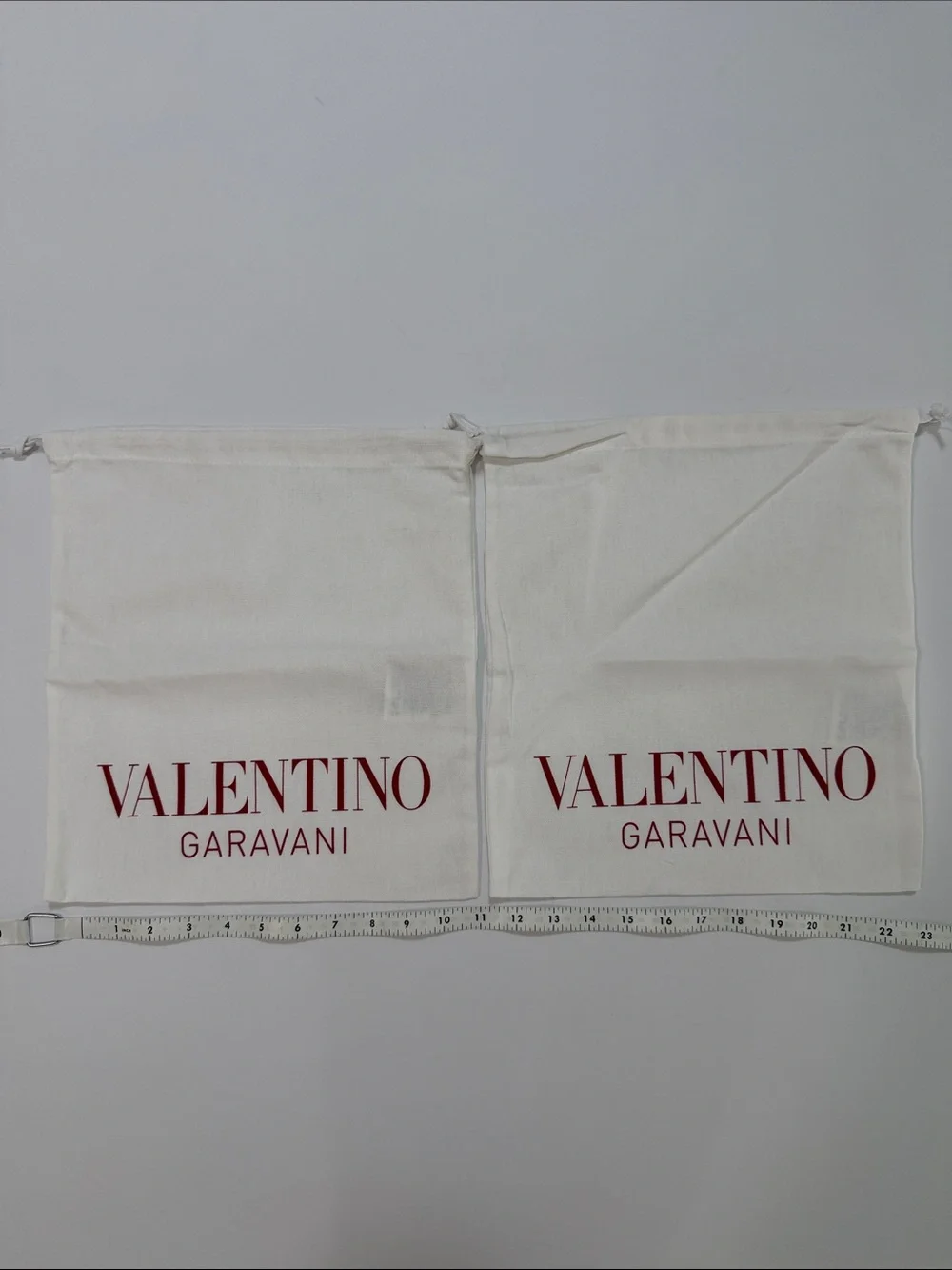 Valentino White Cotton Dust Bags with Red Logo (Pair)